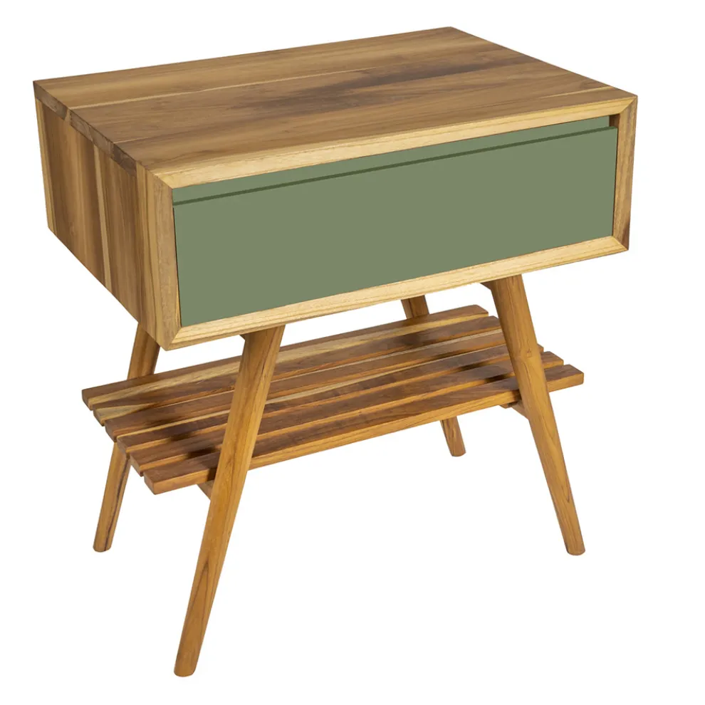 Badezimmermöbel-Komposition mit Schrank und Waschbecken aus natürlichem Teak - Carolie