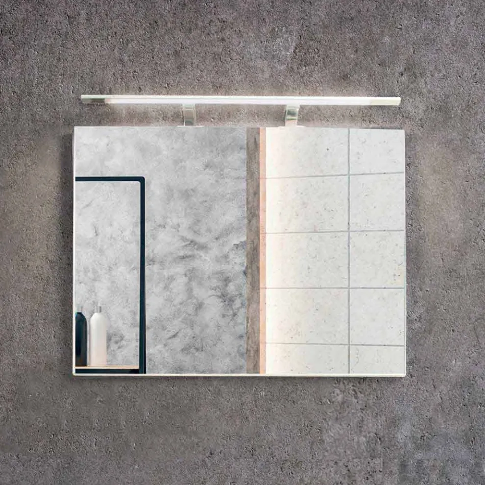 Badezimmerschrank 90 cm, Modernes Waschbecken und Spiegel - Becky