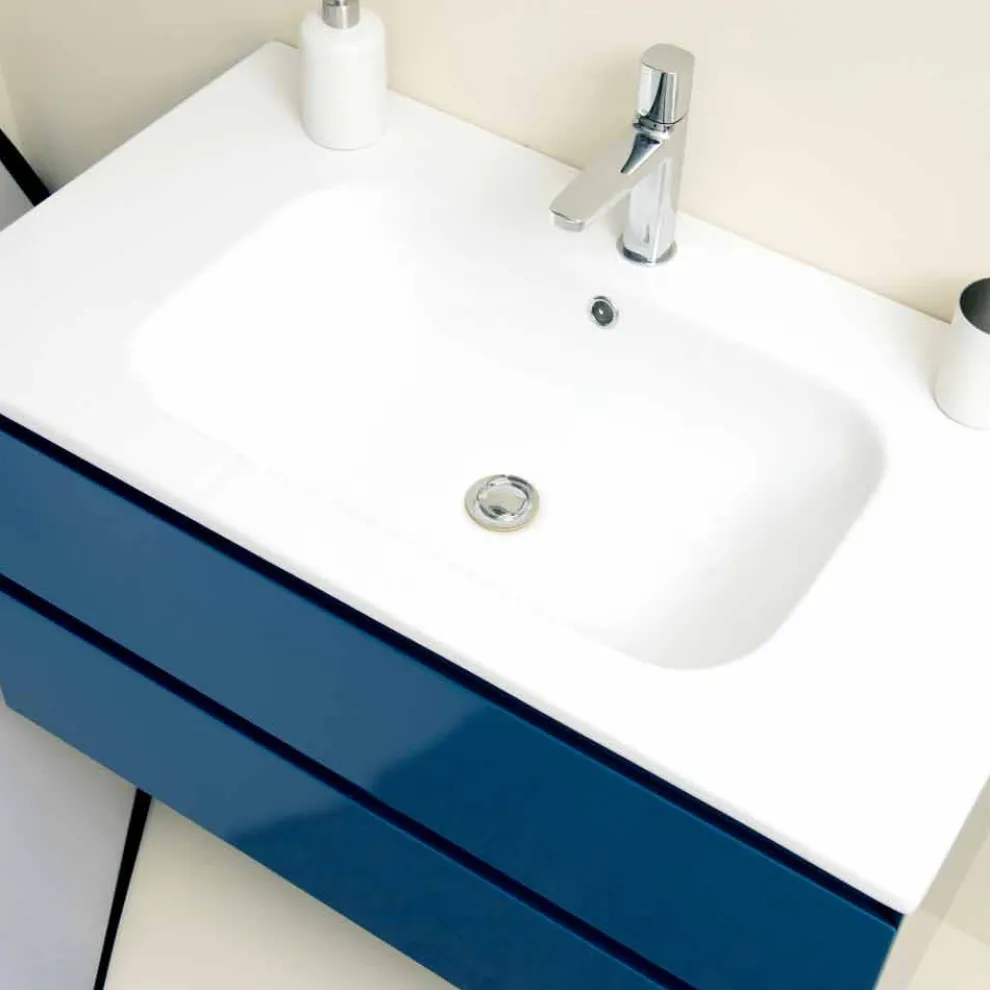 Badezimmerschrank 90 cm, Modernes Waschbecken und Spiegel - Becky