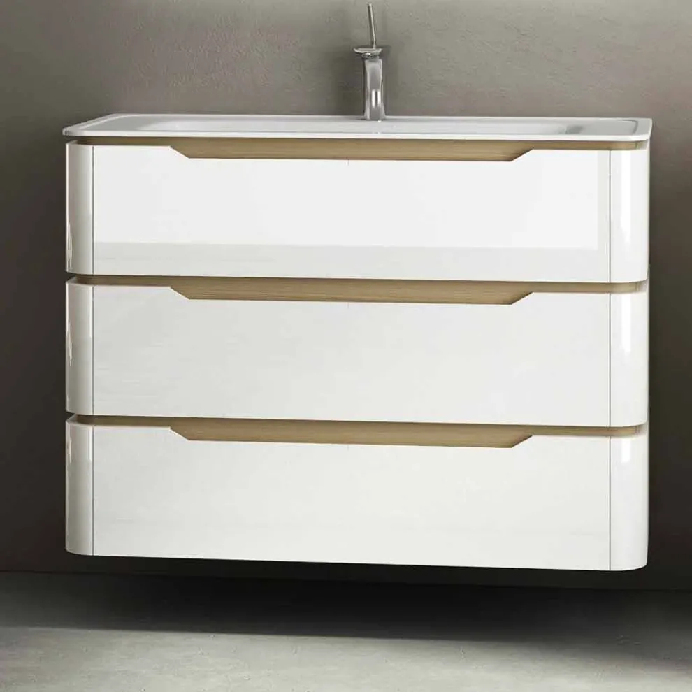 Badezimmerschrank mit 3 Schubladen modernes Arya Holz, hergestellt in Italien