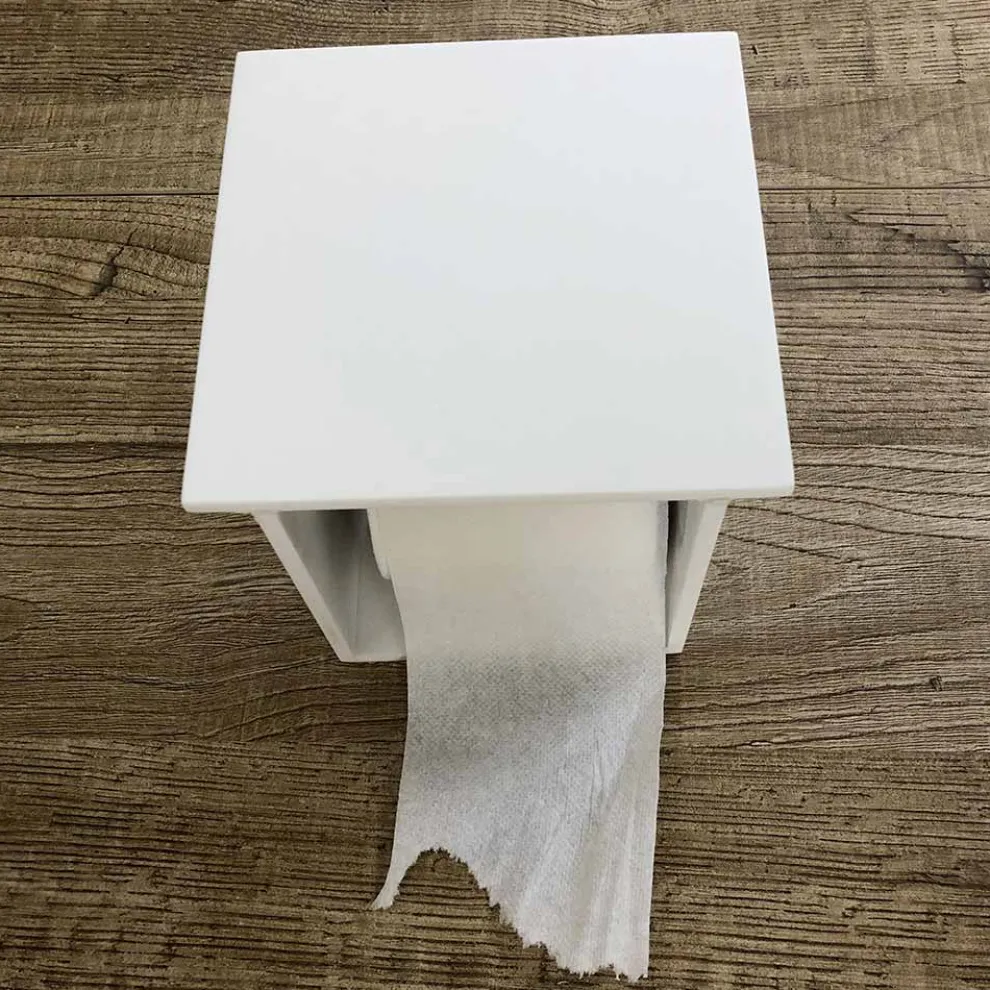 Badrollenhalter aus weißem Corian oder mit schwarzen Einsätzen Italienisches Design - Elono