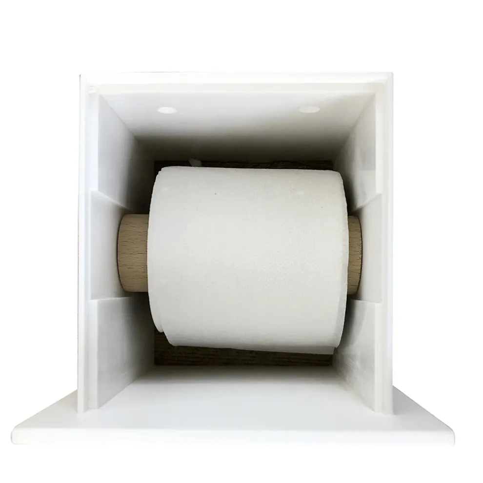 Badrollenhalter aus weißem Corian oder mit schwarzen Einsätzen Italienisches Design - Elono