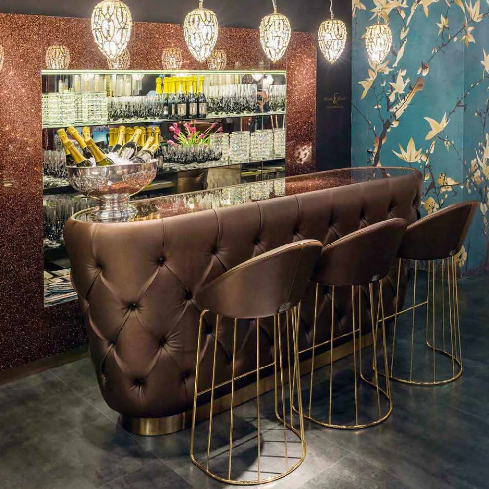 Barhocker Dedo, modernes Design, made in Italy, Rücken und Sitz gepolstert