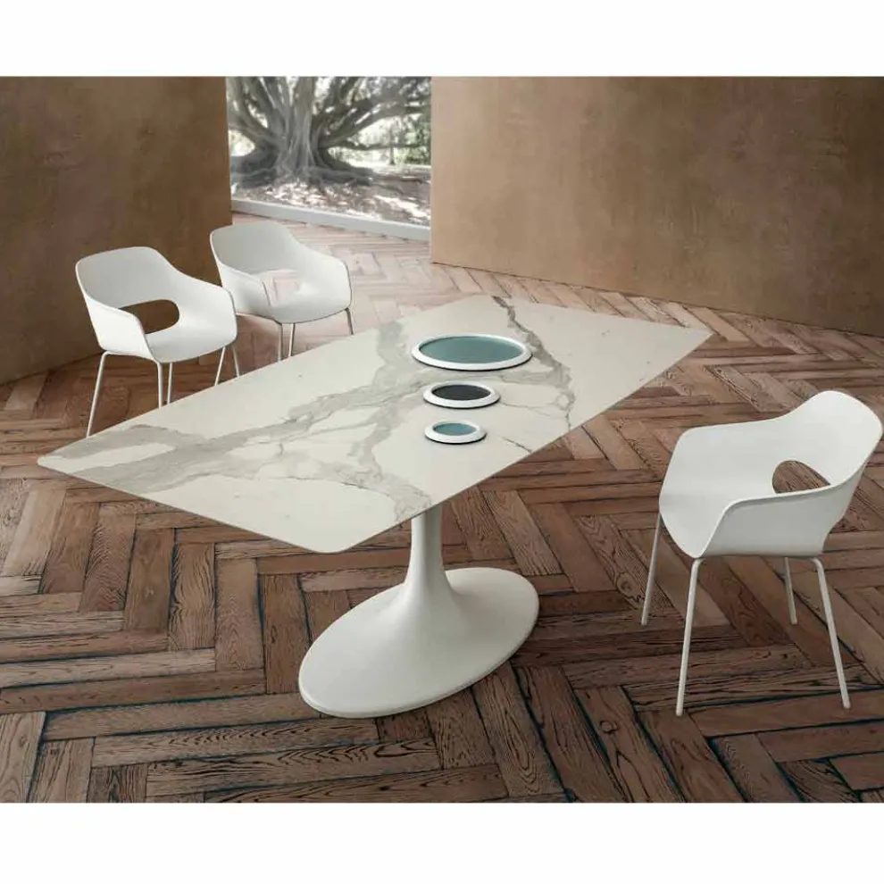 Barrel Esstisch aus Laminam und synthetischem Marmor Made in Italy - Brontolo