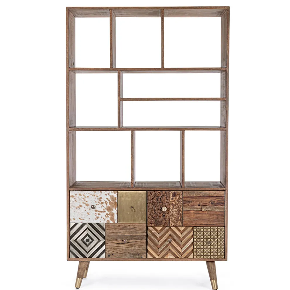 Bücherregal für Wohnzimmer aus Mangoholz und recycelten Homemotion-Türen - Auriel