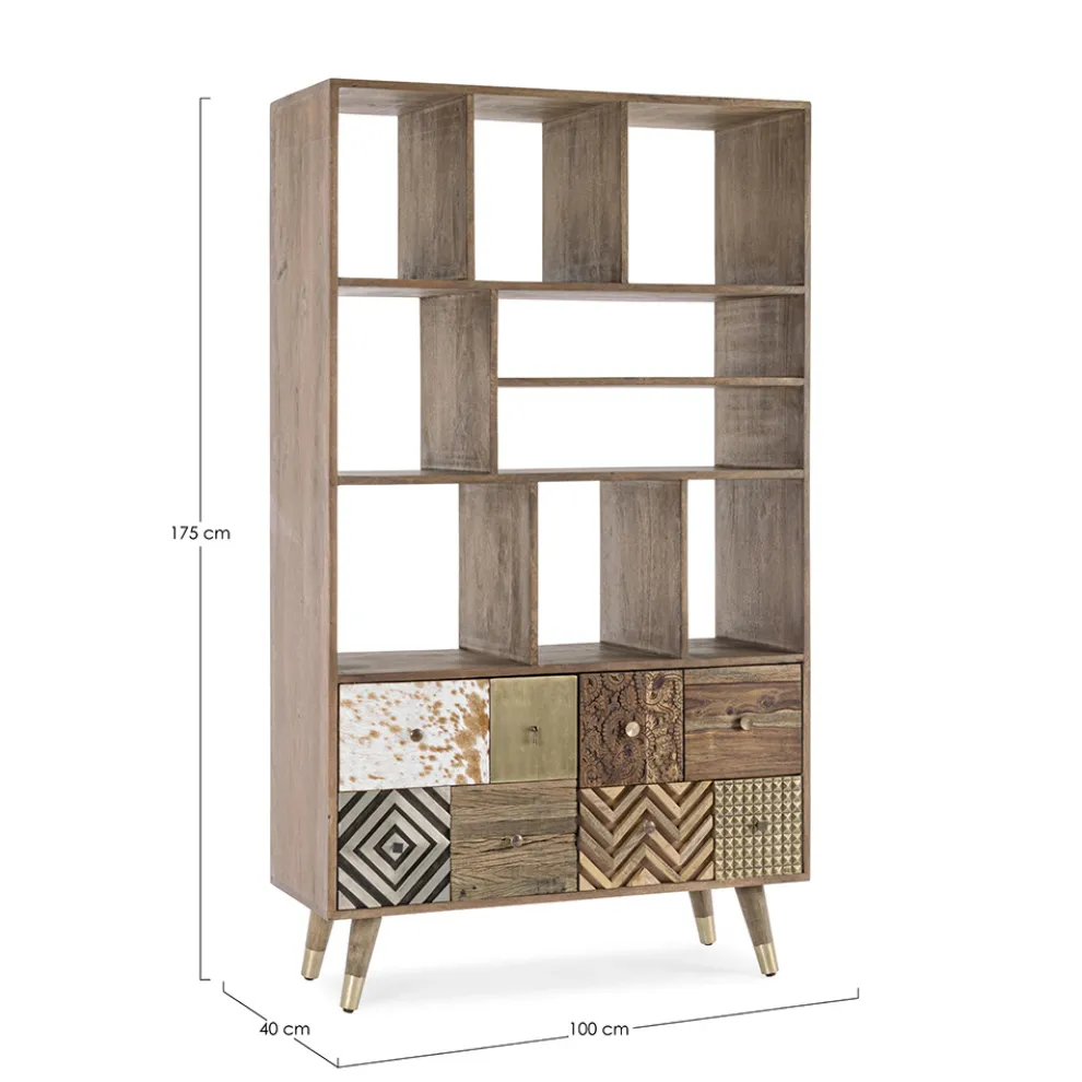 Bücherregal für Wohnzimmer aus Mangoholz und recycelten Homemotion-Türen - Auriel