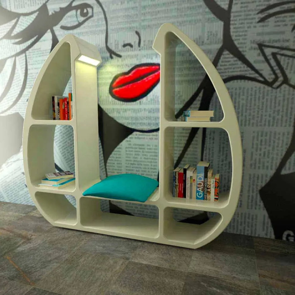Bücherregal in modernem Design aus Solid Surface® Shelley Made in Italy