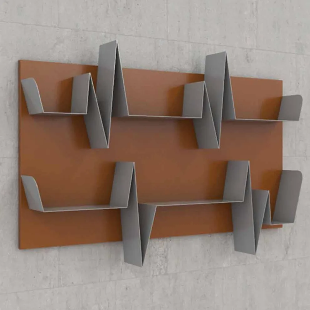 Bücherschrank moderner Design Battikuore 130x87 (2 Regale) Mabele aus Metall