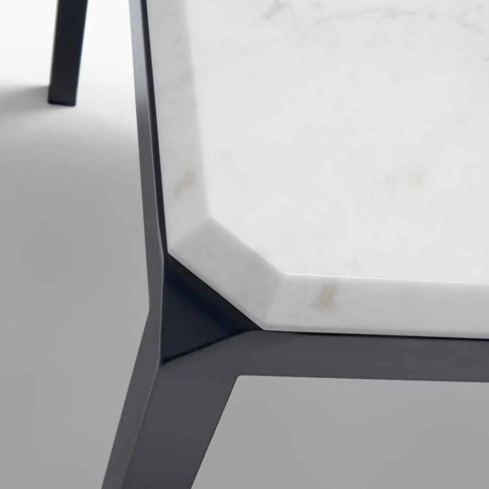Bebop-Designtisch aus weißem Marmor, hergestellt in Italien