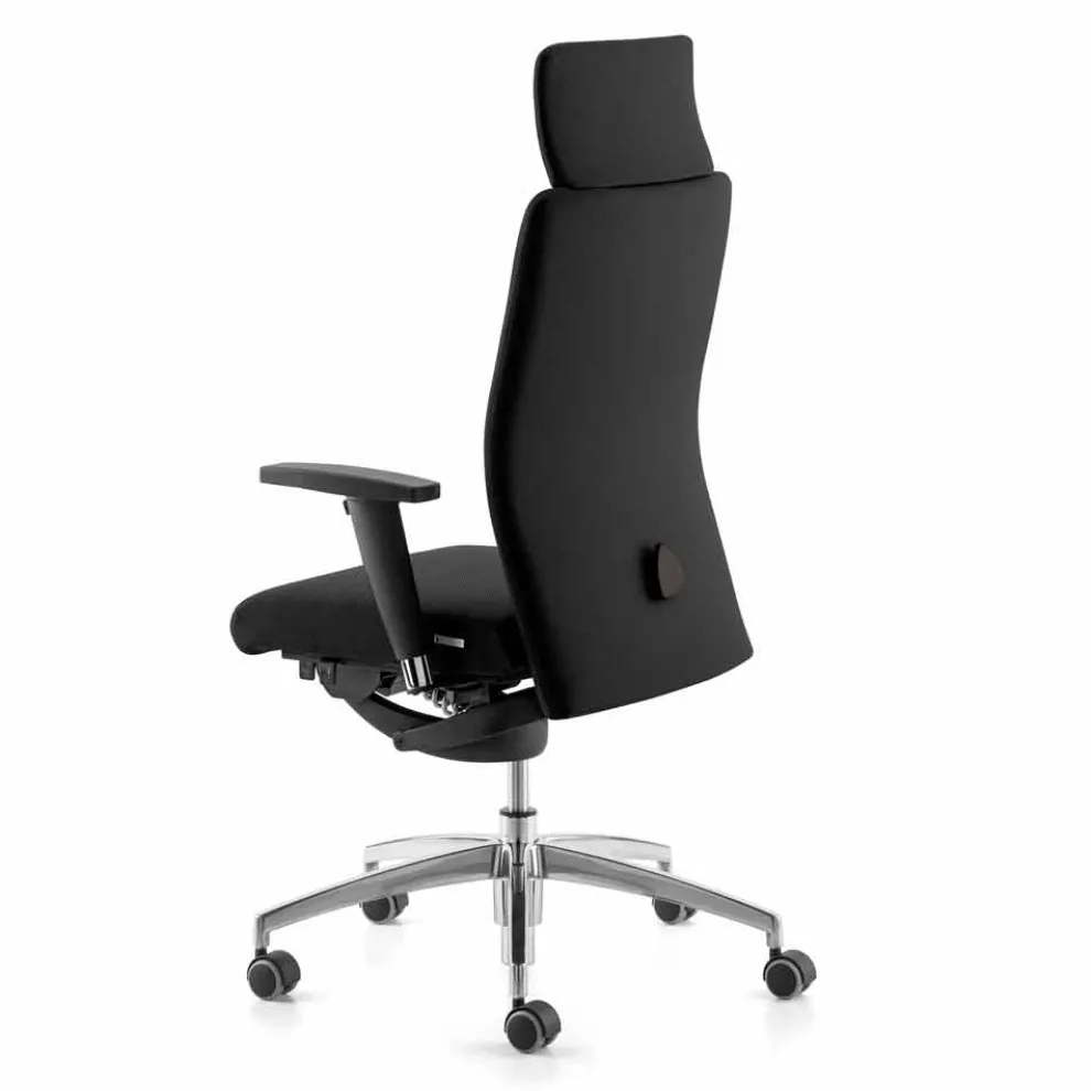 Drehbarer ergonomischer Design-Bürosessel mit Armlehnen und Kopfstütze - Romolo