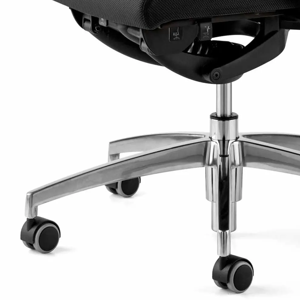 Drehbarer ergonomischer Design-Bürosessel mit Armlehnen und Kopfstütze - Romolo