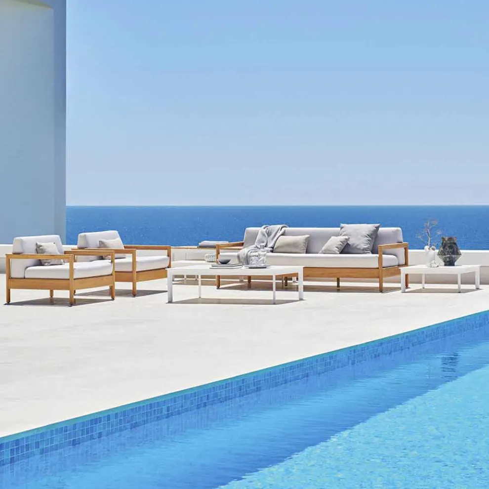 Moderner 3-Sitzer Gartensofa aus massivem Teakholz Varaschin Bali