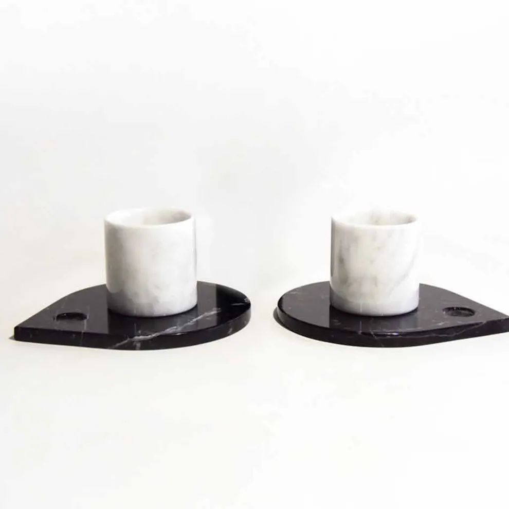 Kaffeeservice aus Carrara-Marmor und modernem Marquinia Made in Italy - Gardasee