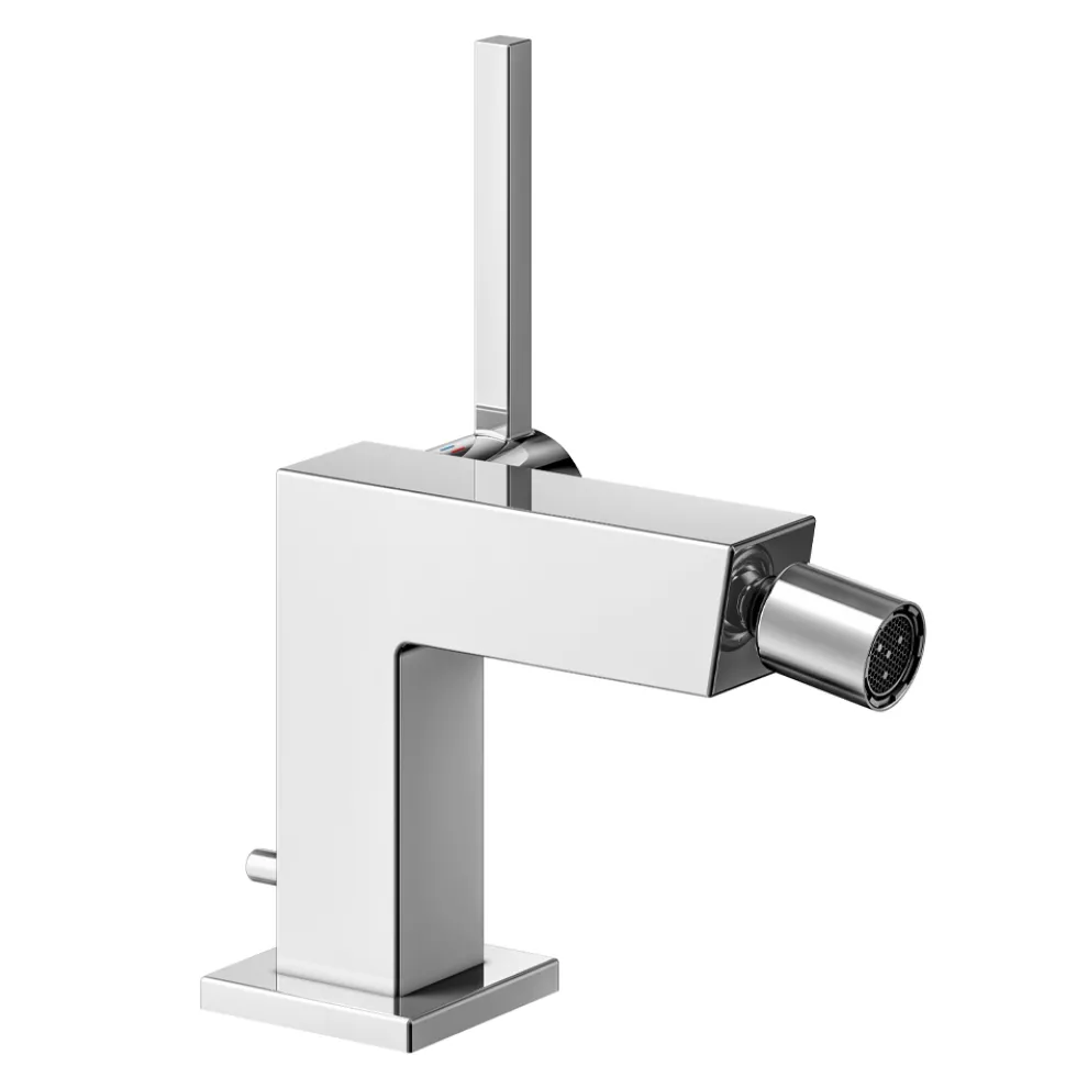 Bidet-Einhebelmischer mit Ablaufgarnitur aus verchromtem Messing - Erik