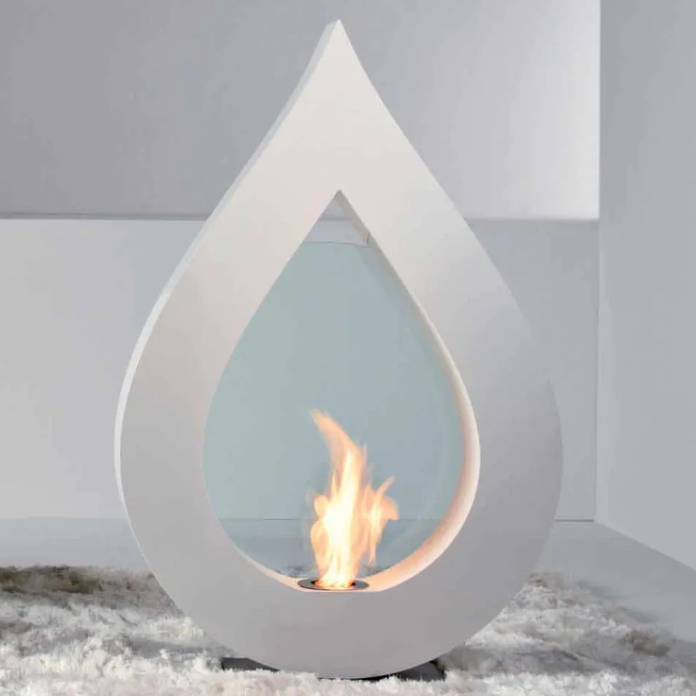 Bio Ethanol Standkamin aus lackierten Stahl und Temperglas Todd