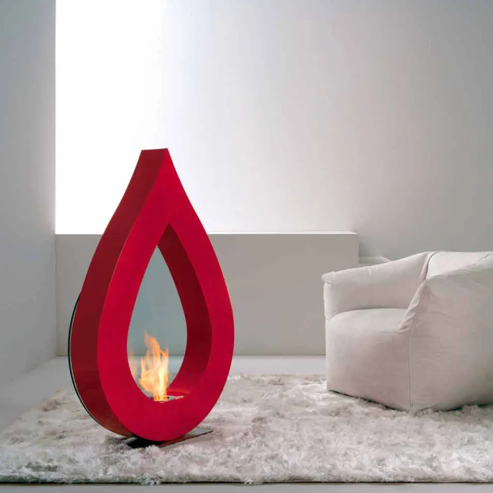 Bio Ethanol Standkamin aus lackierten Stahl und Temperglas Todd