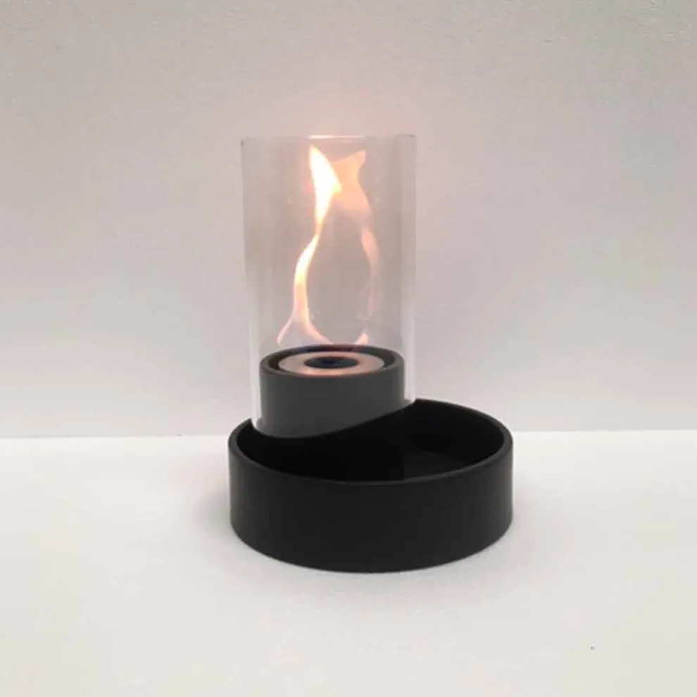 Bio Ethanol Tischkamin aus Keramik und Glas Jim Fackel Modell
