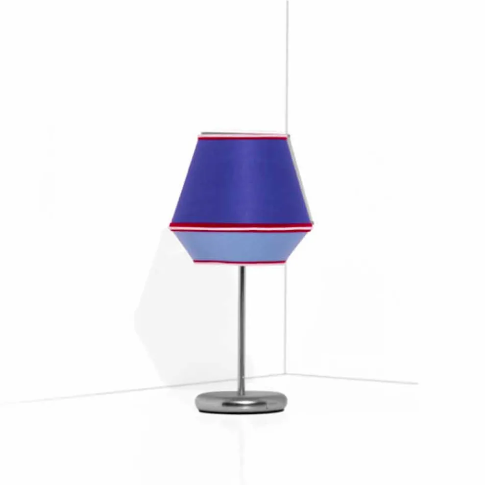 Blaue Tischlampe mit verchromter Metallstruktur Made in Italy - Soja