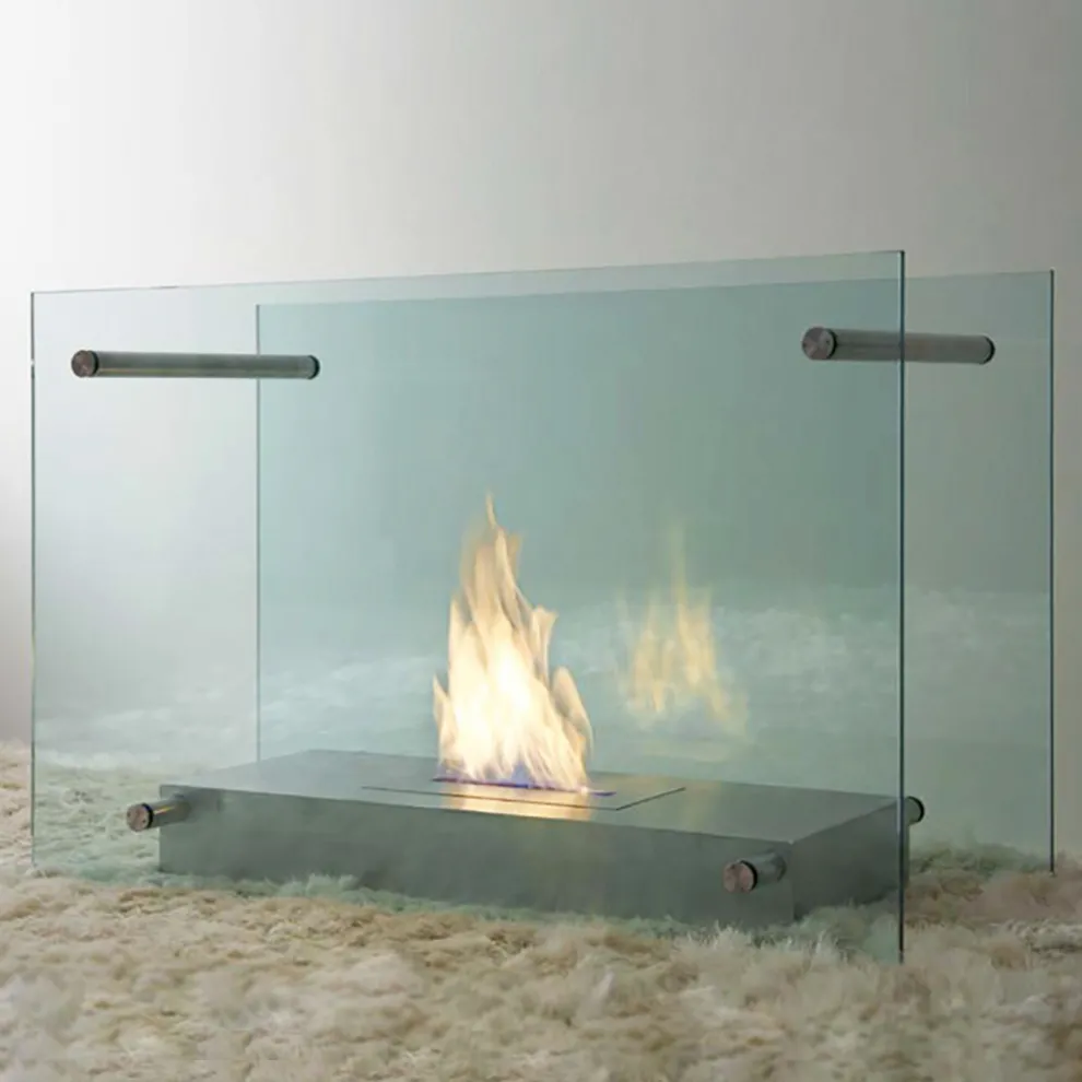 Boden Bioethanol Kamin in Glas und Stahl Design für Indoor - Edison