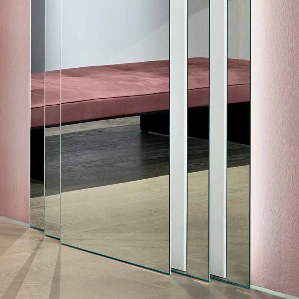 Boden-Wandspiegel mit LED-Licht und weißer Struktur, Luxus - Plaudio