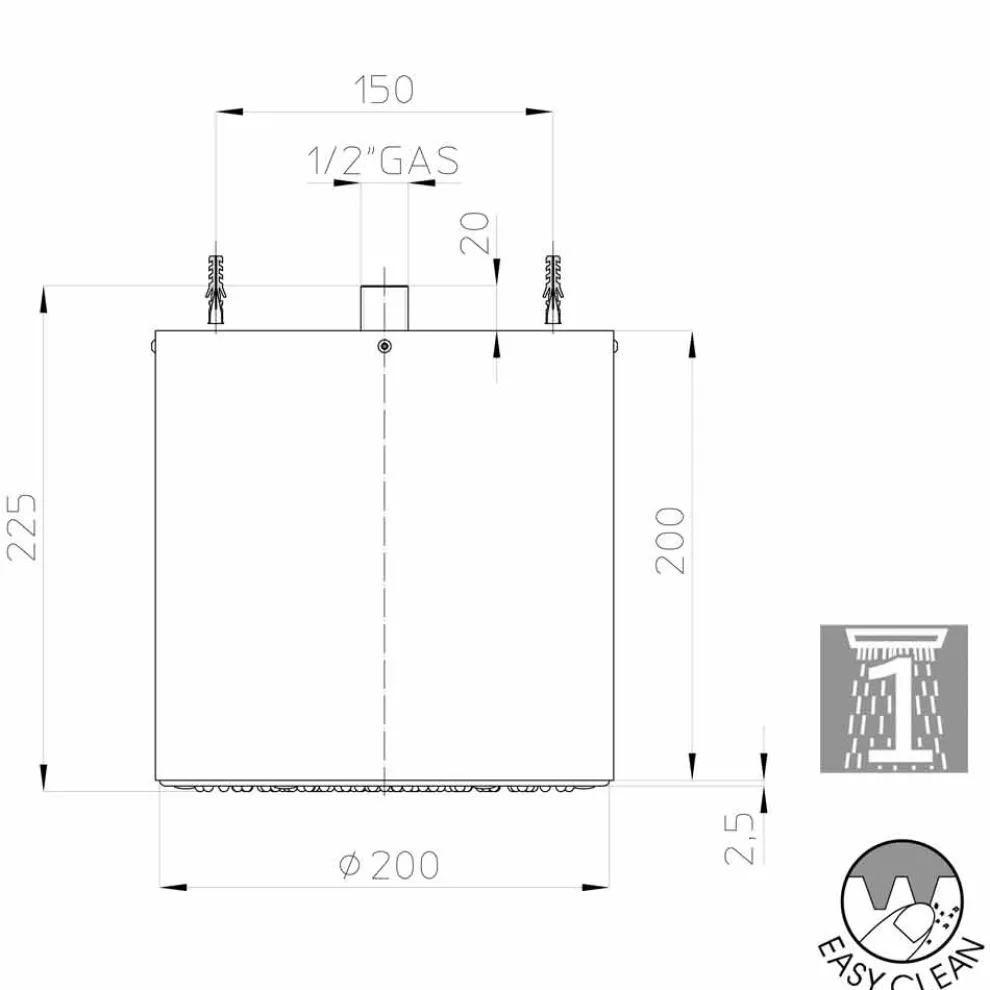 Bossini Moderner Duschkopf Regendusche 1-Strahl