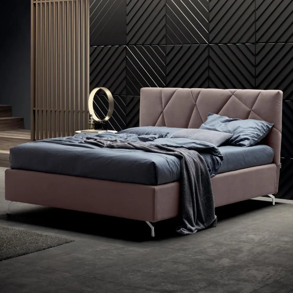 Doppelbett 160x190 mit geometrischer Steppverarbeitung - Ciottolino