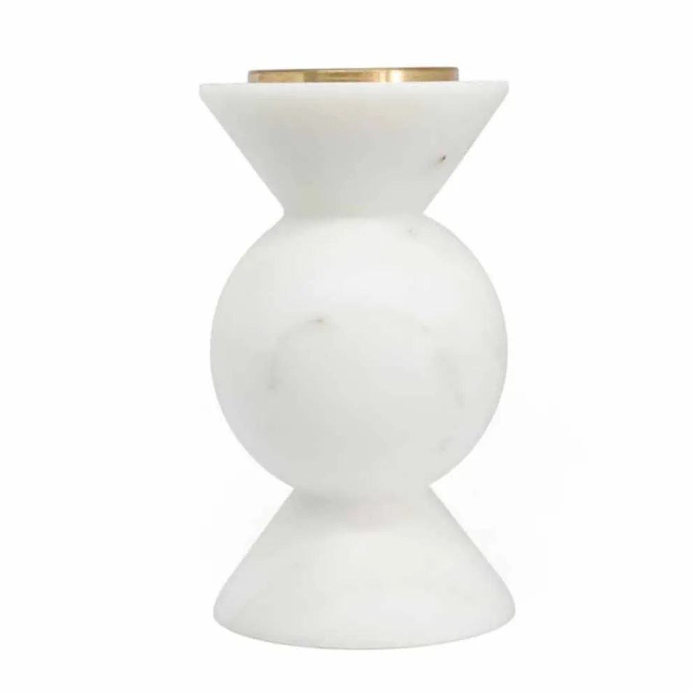 Design Kerzenhalter aus Messing und weißem Carrara-Marmor Made in Italy - Bevis