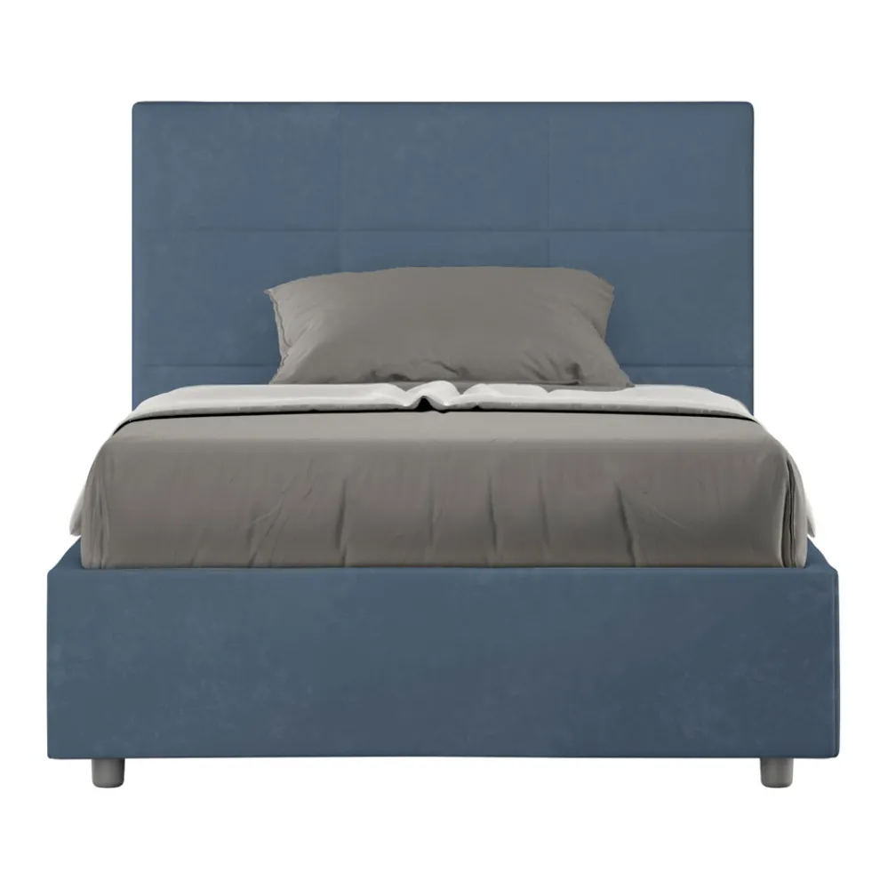 Bett 140x200 cm mit rechteckigem Kopfteil aus Mikrofaser Made in Italy - Brina