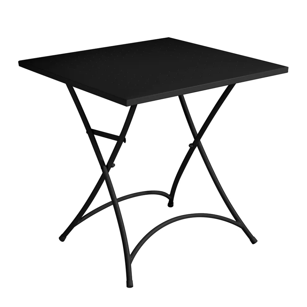 Klappbarer quadratischer Garten-Couchtisch aus anthrazitgrauem Eisen - Zoubiba