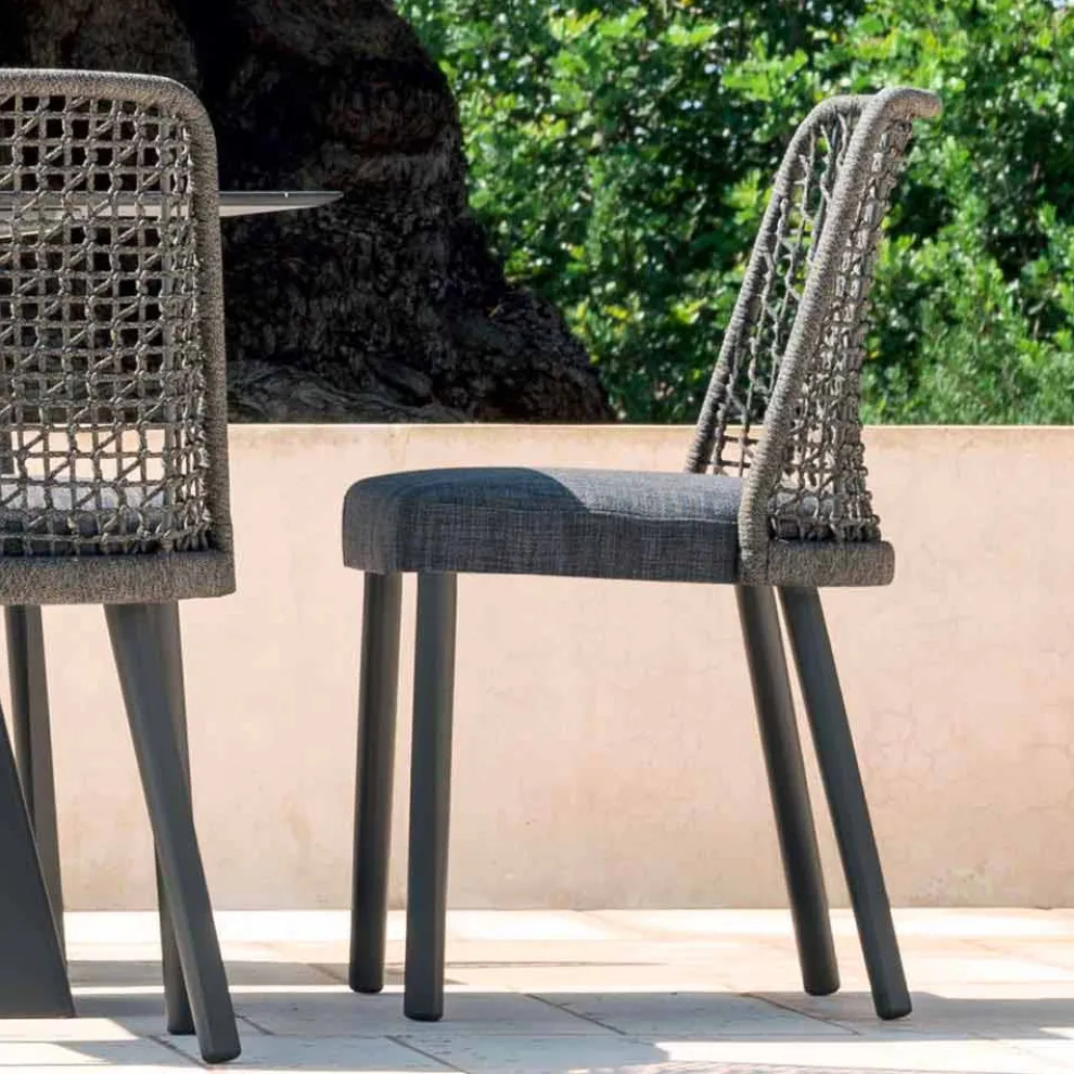 Design Outdoor-Stuhl aus Stoff und Aluminium Varaschin Emma