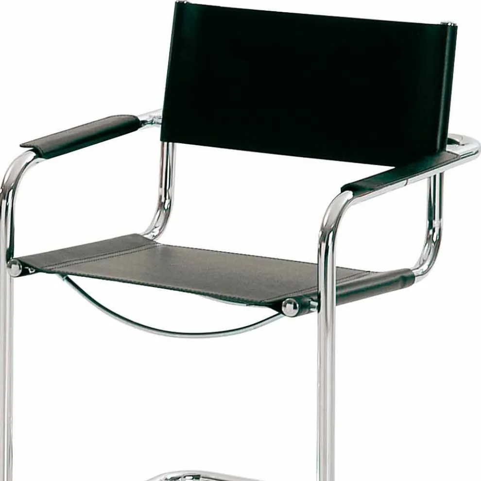 Besprechungsstuhl aus schwarzem Leder und Metall - Cirillo