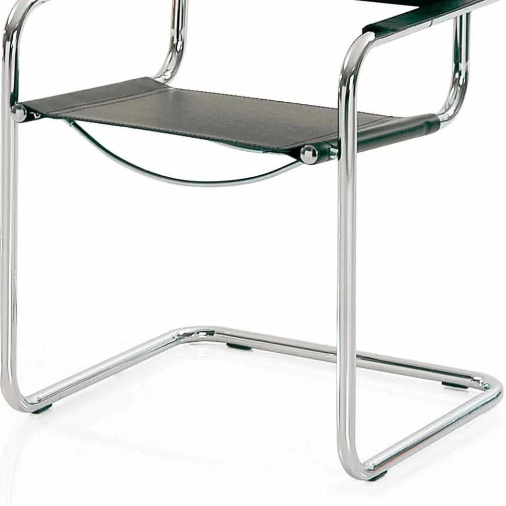 Besprechungsstuhl aus schwarzem Leder und Metall - Cirillo