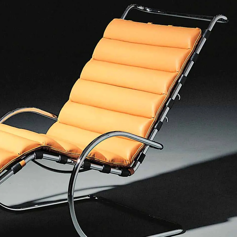 Chaiselongue aus Leder mit Gestell aus verchromtem Stahl Made in Italy - Beirut