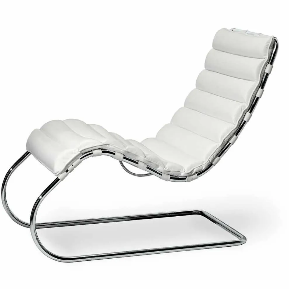 Chaiselongue aus verchromtem Stahl mit Ledersitz Made in Italy - Diamond