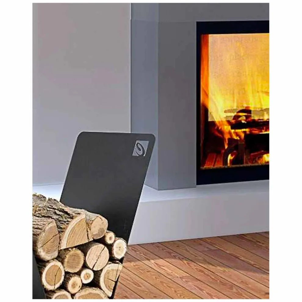 Holzhalter für Kamin Modernes Design aus schwarzem Stahl Made in Italy - Vespero