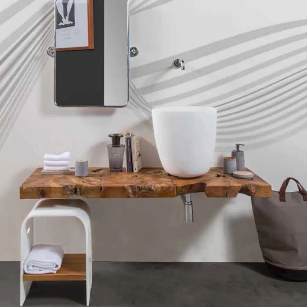 Composition 3 Hängende Badezimmermöbel mit Waschbecken aus weißem Harz - Dazzle