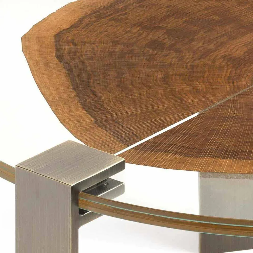Couchtisch aus Holz und Stahl mit Metallbeinen Made in Italy - Damaskus