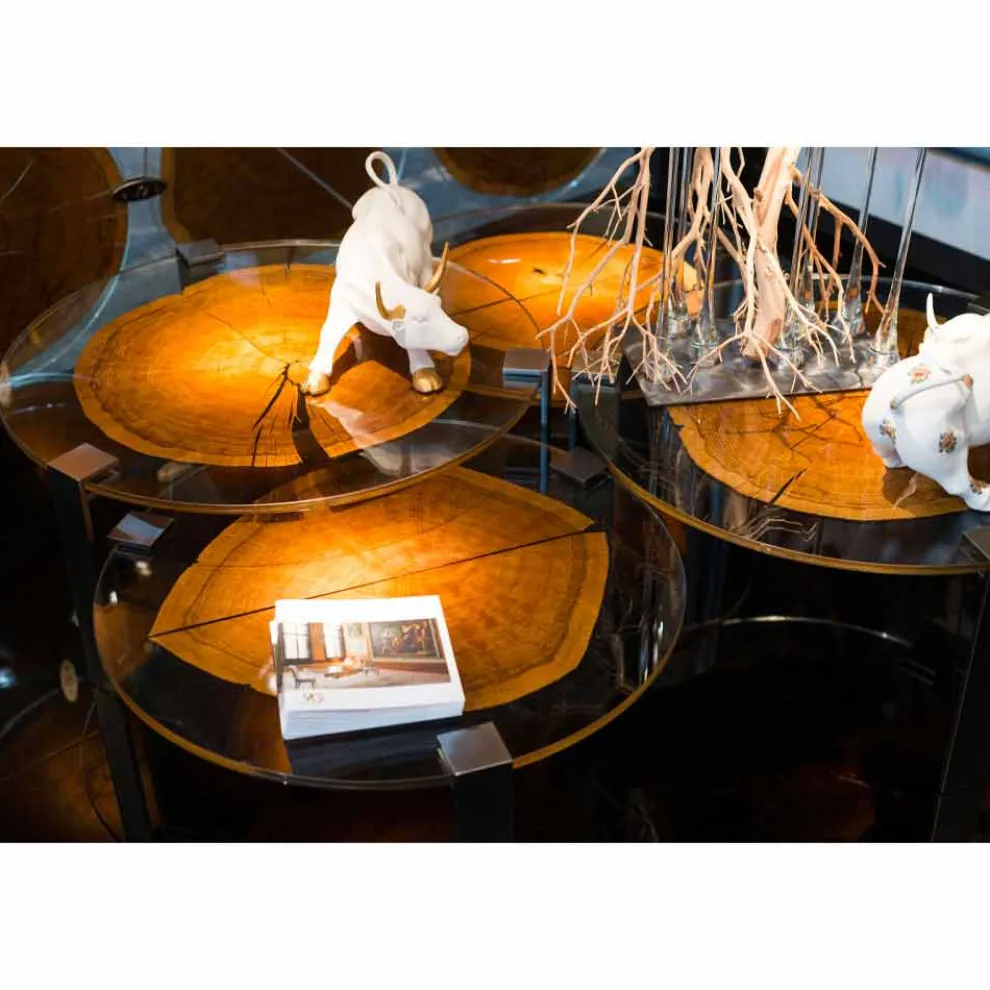 Couchtisch aus Holz und Stahl mit Metallbeinen Made in Italy - Damaskus