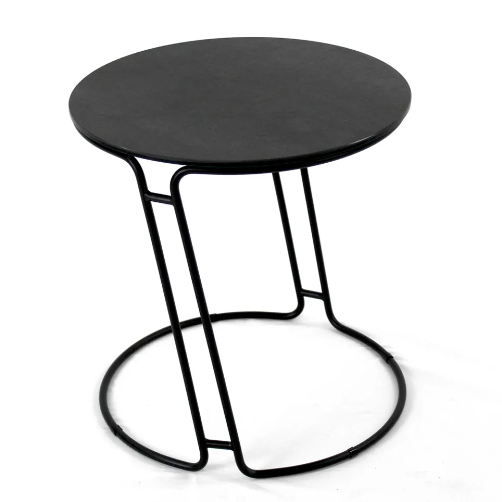 Couchtisch aus Porzellan-Grès und rundem Sockel, hergestellt in Italien – Tullia