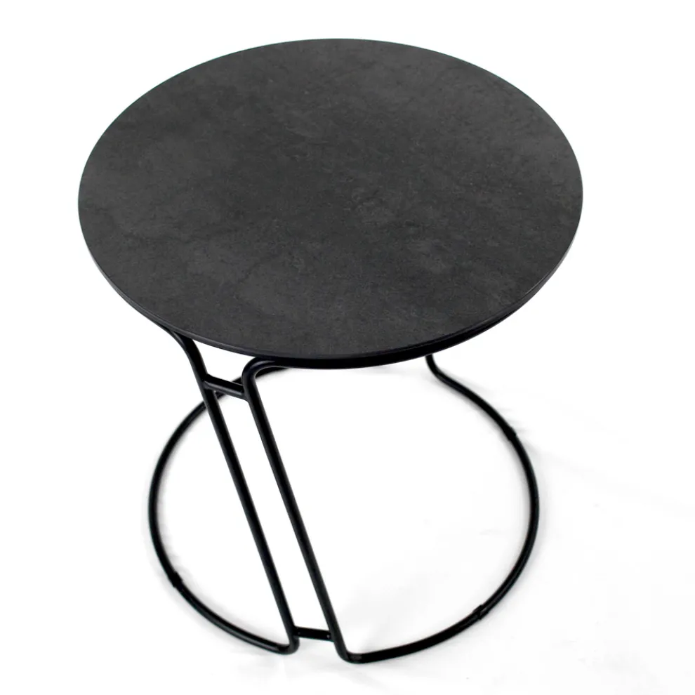 Couchtisch aus Porzellan-Grès und rundem Sockel, hergestellt in Italien – Tullia