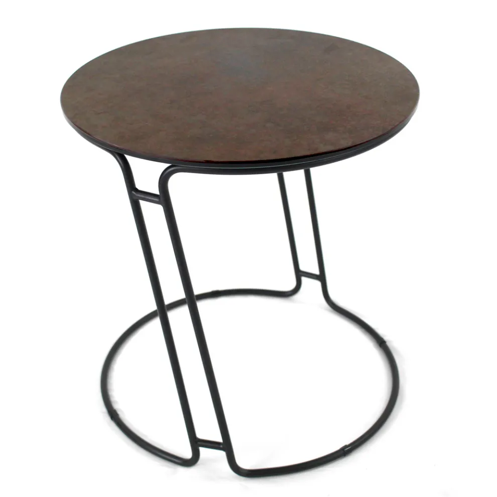 Couchtisch aus Porzellan-Grès und rundem Sockel, hergestellt in Italien – Tullia