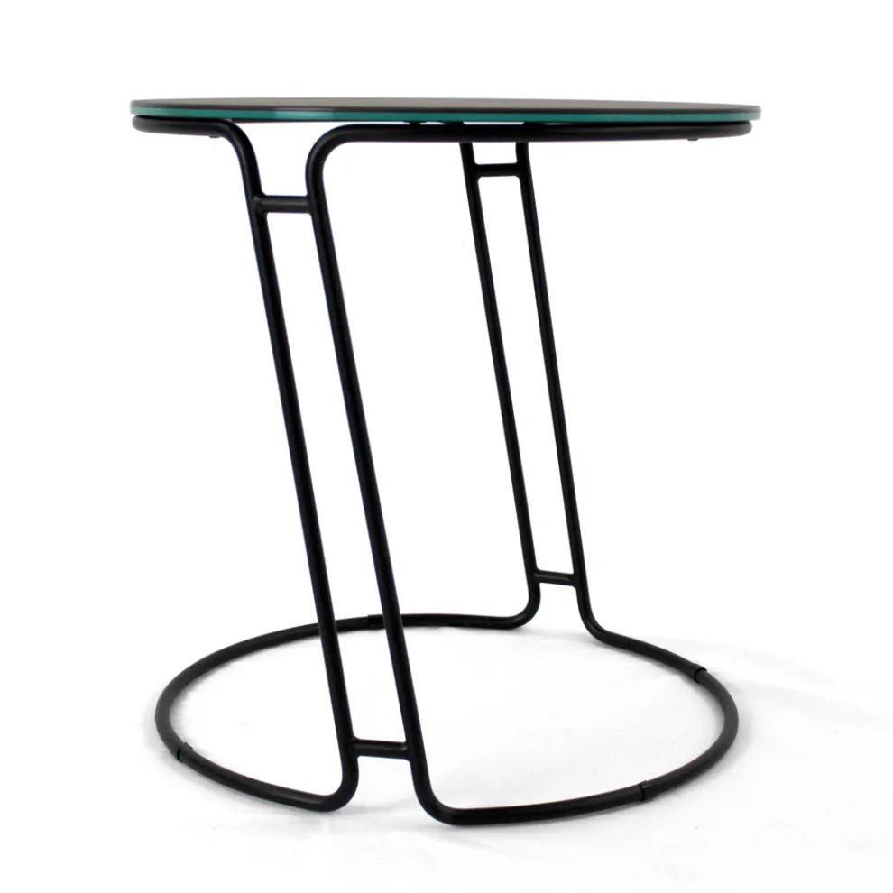 Couchtisch aus Porzellan-Grès und rundem Sockel, hergestellt in Italien – Tullia