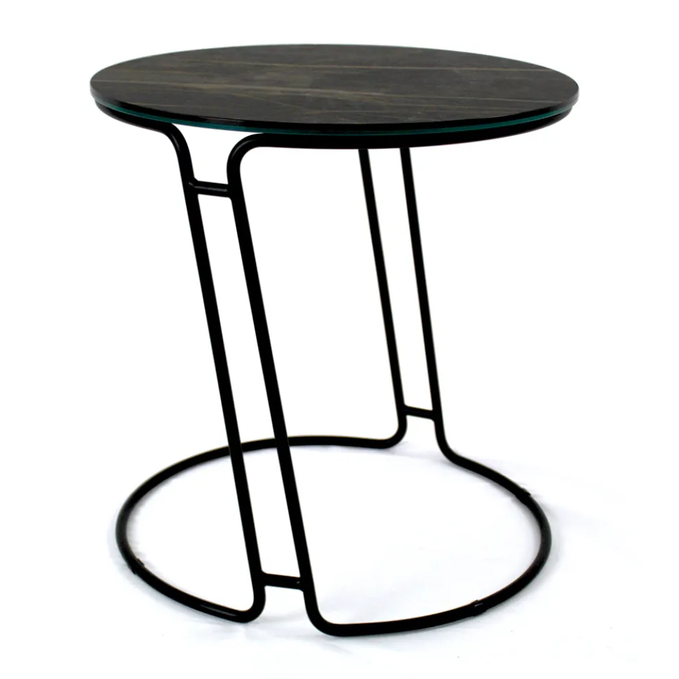 Couchtisch aus Porzellan-Grès und rundem Sockel, hergestellt in Italien – Tullia