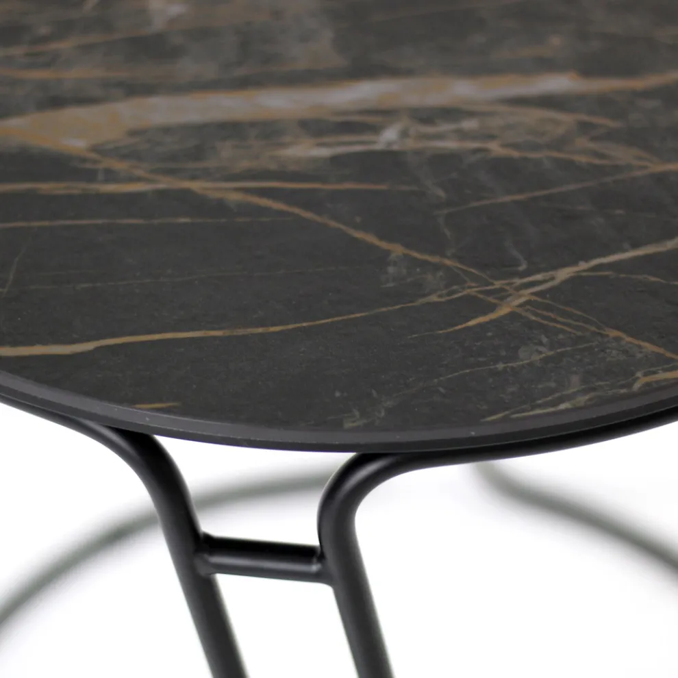 Couchtisch aus Porzellan-Grès und rundem Sockel, hergestellt in Italien – Tullia