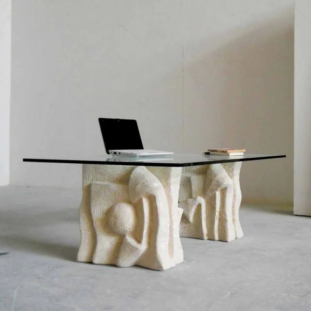 Couchtisch aus Stein und Kristall in modernem Design Priamo-S