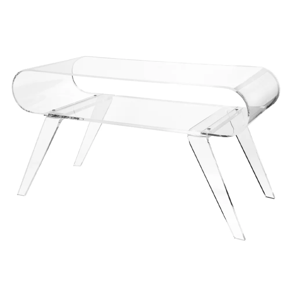 Couchtisch aus transparentem Plexiglas oder mit Designholz - Gips