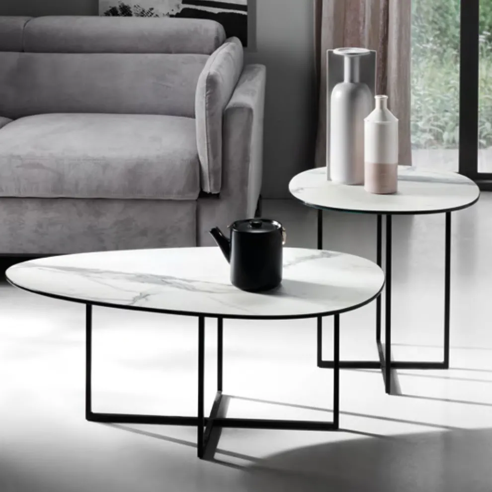 Couchtisch aus Verbundglas und Metall Made in Italy - Sedona