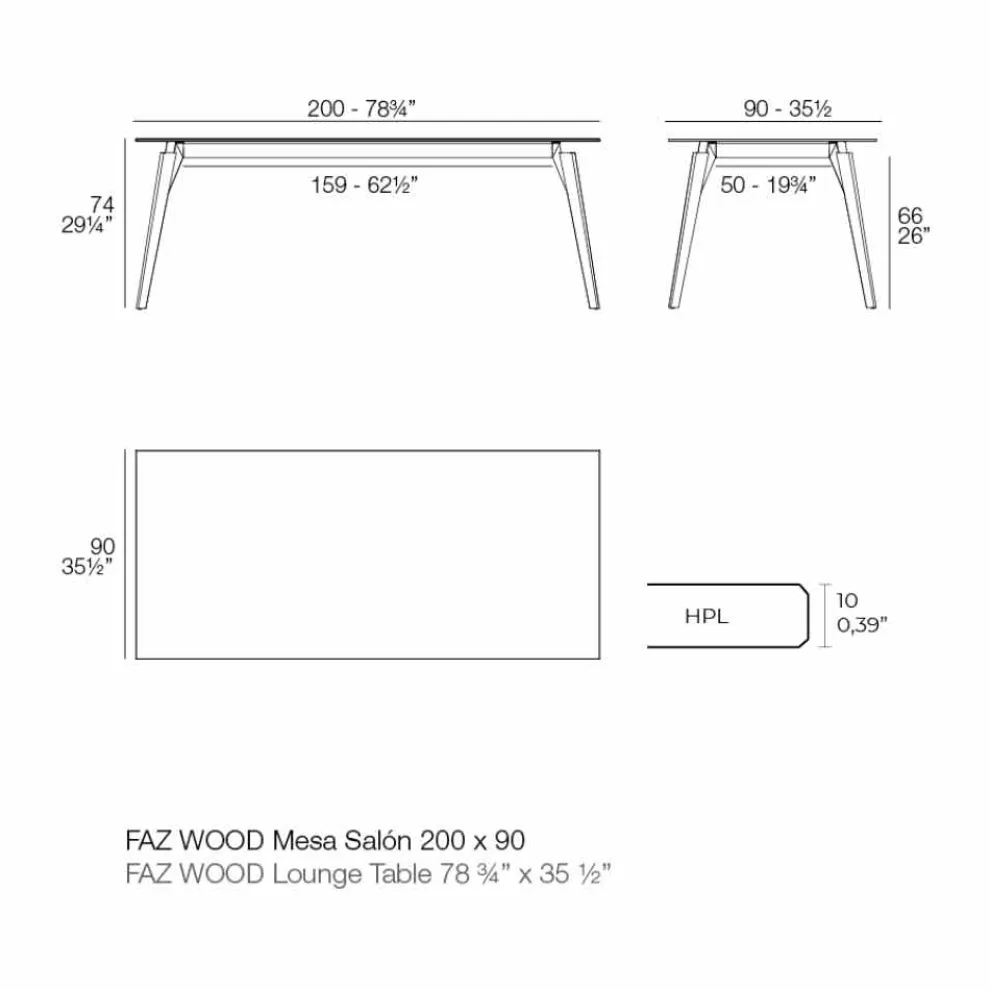 Couchtisch aus weißem oder schwarzem Laminat in 2 Größen - Faz Wood von Vondom