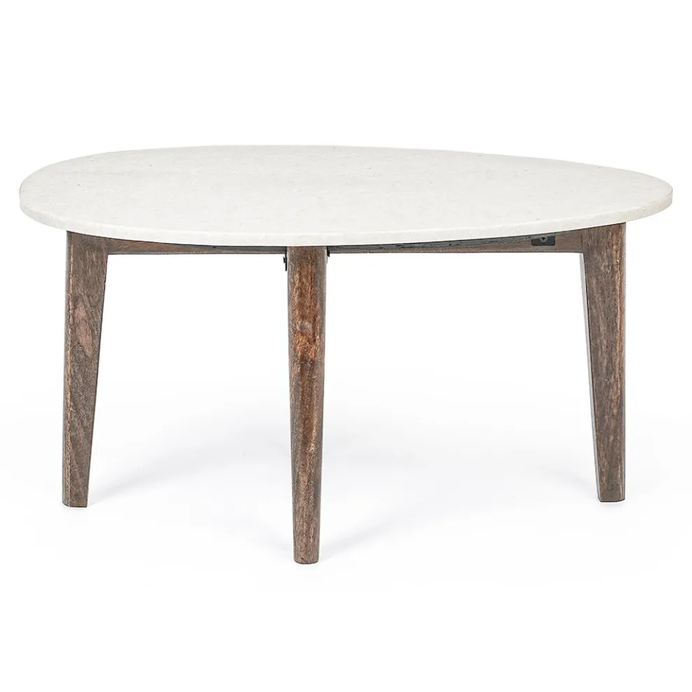 Couchtisch für Wohnzimmer mit Beinen aus Marmor und Mangoholz - Desiderio