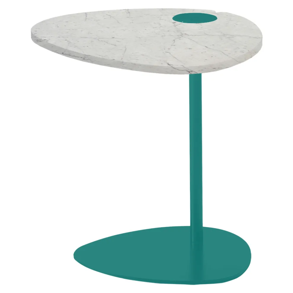 Couchtisch für Wohnzimmer aus Metall und Marquinia-Marmor, Luxus-Design - Yassine